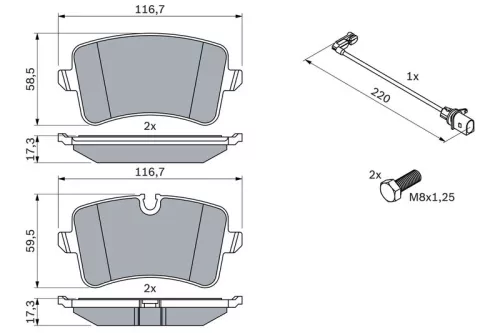 BOSCH Brake Pad Set, disc brake (0986494488)