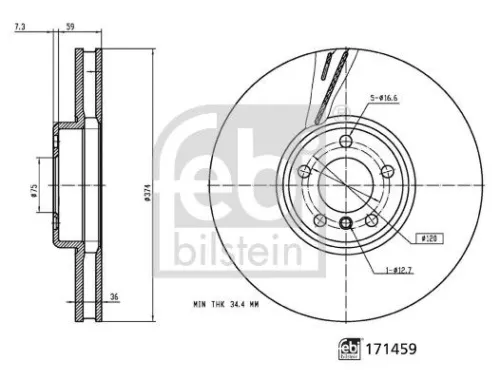 FEBI BILSTEIN 1x Brake Disc (171459)
