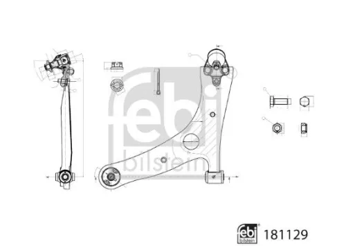 1x Control/Trailing Arm, wheel suspension