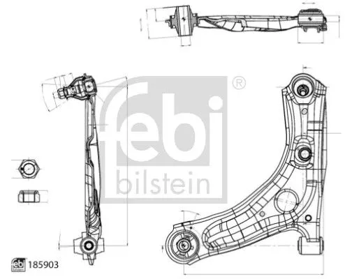 1x Control/Trailing Arm, wheel suspension