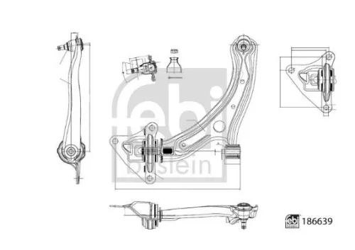 1x Control/Trailing Arm, wheel suspension