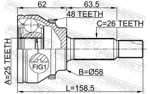 FEBEST Joint Kit, drive shaft (0110-AZT250A48)