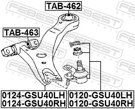 FEBEST Control/Trailing Arm, wheel suspension (0124-GSU40LH)
