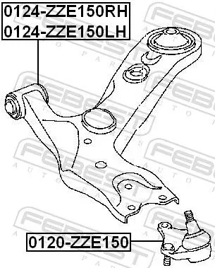 FEBEST Control/Trailing Arm, wheel suspension (0124-ZZE150RH)
