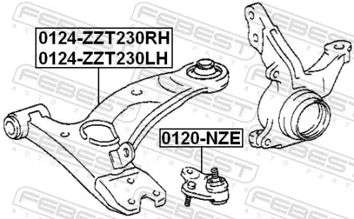 FEBEST Control/Trailing Arm, wheel suspension (0124-ZZT230LH)