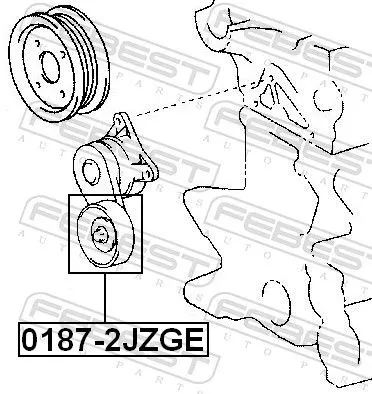 FEBEST Tensioner Pulley, V-ribbed belt (0187-2JZGE)