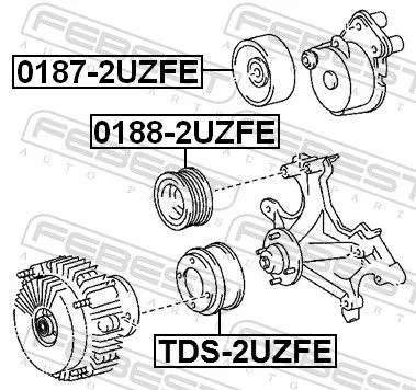 FEBEST Tensioner Pulley, V-ribbed belt (0187-2UZFE)
