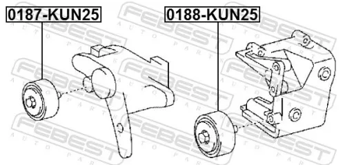 FEBEST Tensioner Pulley, V-ribbed belt (0187-KUN25)