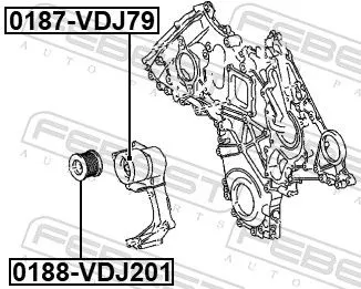FEBEST Tensioner Pulley, V-ribbed belt (0187-VDJ79)