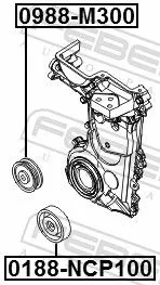 FEBEST Deflection/Guide Pulley, V-ribbed belt (0188-NCP100)