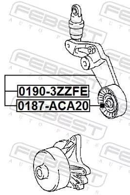 FEBEST Belt Tensioner, V-ribbed belt (0190-3ZZFE)