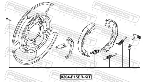 FEBEST Accessory Kit, parking brake shoes (0204-F15ER-KIT)