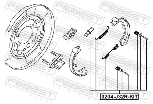 FEBEST Accessory Kit, parking brake shoes (0204-J32R-KIT)