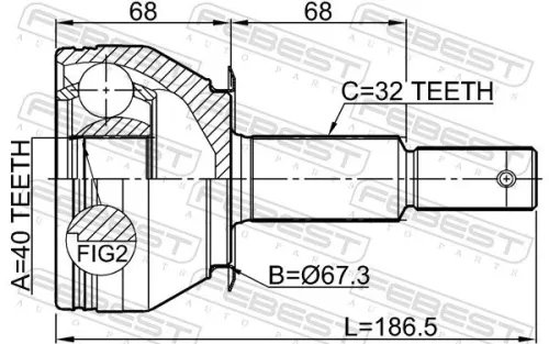 FEBEST Joint Kit, drive shaft (0210-TA60R)