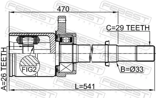 FEBEST Joint Kit, drive shaft (0211-J31VQ35RH)