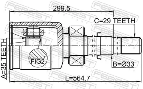 FEBEST Joint Kit, drive shaft (0211-R52VQ35RH)