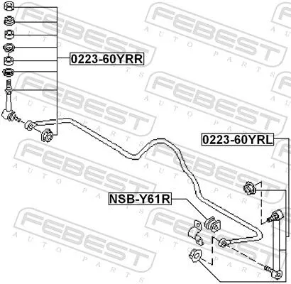 FEBEST Link/Coupling Rod, stabiliser bar (0223-60YRR)