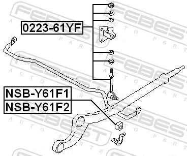 FEBEST Link/Coupling Rod, stabiliser bar (0223-61YF)