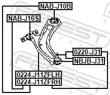 FEBEST Control/Trailing Arm, wheel suspension (0224-J11ZFLH)