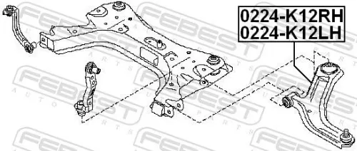 FEBEST Control/Trailing Arm, wheel suspension (0224-K12RH)