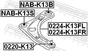 FEBEST Control/Trailing Arm, wheel suspension (0224-K13FL)