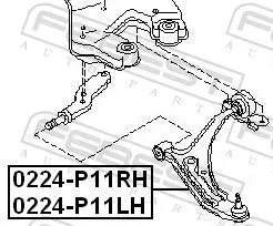 FEBEST Control/Trailing Arm, wheel suspension (0224-P11LH)