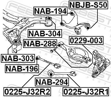 FEBEST Control/Trailing Arm, wheel suspension (0225-J32R2)