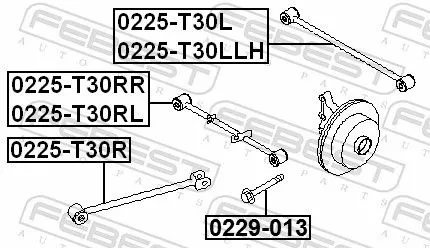 FEBEST Control/Trailing Arm, wheel suspension (0225-T30RL)