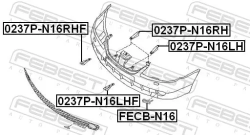 FEBEST Mounting Bracket, bumper (0237P-N16RH)