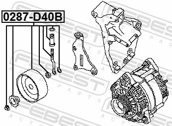 FEBEST Tensioner Pulley, V-ribbed belt (0287-D40B)