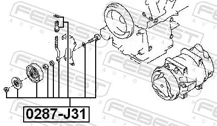 FEBEST Tensioner Pulley, V-ribbed belt (0287-J31)