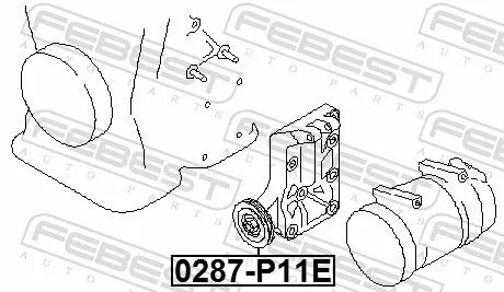 FEBEST Tensioner Pulley, V-ribbed belt (0287-P11E)