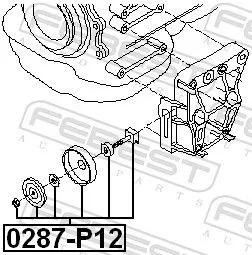 FEBEST Tensioner Pulley, V-ribbed belt (0287-P12)