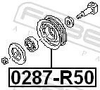 FEBEST Tensioner Pulley, V-ribbed belt (0287-R50)