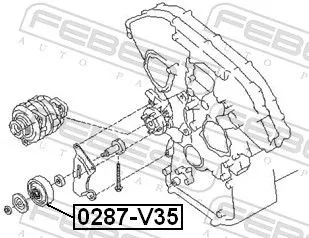 FEBEST Tensioner Pulley, V-ribbed belt (0287-V35)