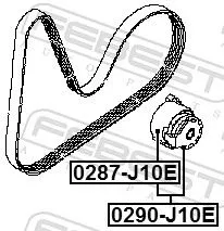 FEBEST Belt Tensioner, V-ribbed belt (0290-J10E)