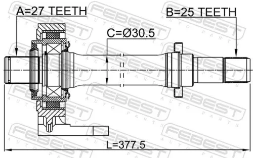 FEBEST Drive Shaft (0312-CIV5DRH)