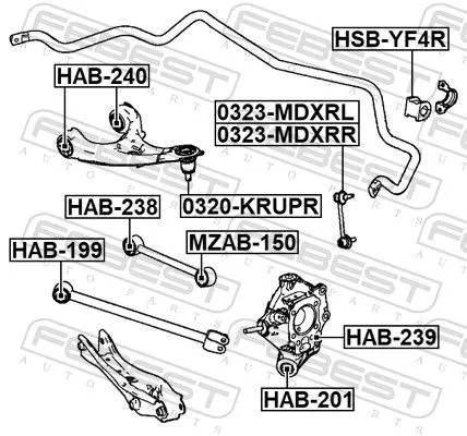 FEBEST Link/Coupling Rod, stabiliser bar (0323-MDXRL)