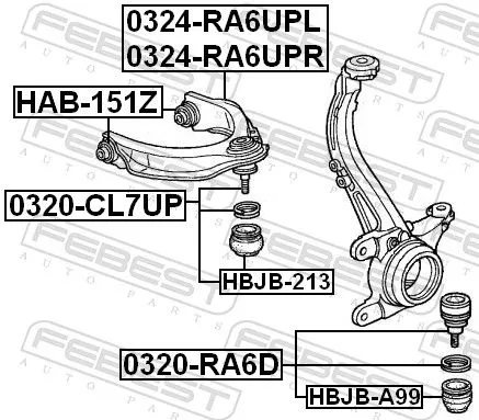 FEBEST Control/Trailing Arm, wheel suspension (0324-RA6UPL)