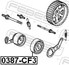 FEBEST Tensioner Pulley, V-ribbed belt (0387-CF3)
