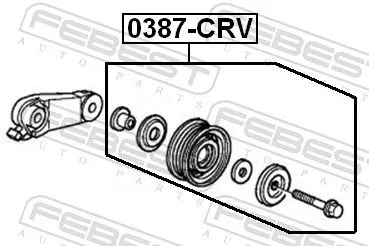 FEBEST Tensioner Pulley, V-ribbed belt (0387-CRV)