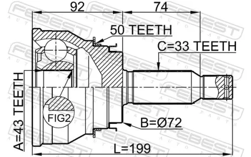 FEBEST Joint Kit, drive shaft (0410-V75RA50)