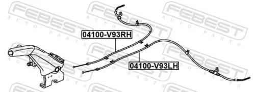 FEBEST Cable Pull, parking brake (04100-V93LH)