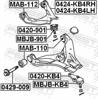 FEBEST Control/Trailing Arm, wheel suspension (0424-KB4RH)