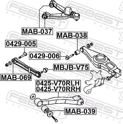 FEBEST Control/Trailing Arm, wheel suspension (0425-V70RRH)
