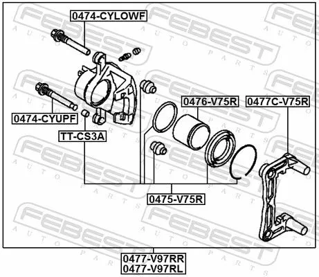 FEBEST Brake Caliper Bracket Set (0477C-V75R)