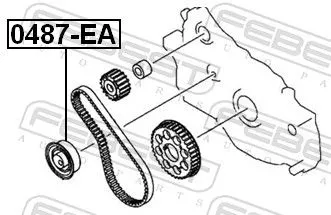 FEBEST Tensioner Pulley, V-ribbed belt (0487-EA)