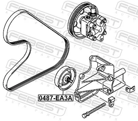 FEBEST Tensioner Pulley, V-ribbed belt (0487-EA3A)
