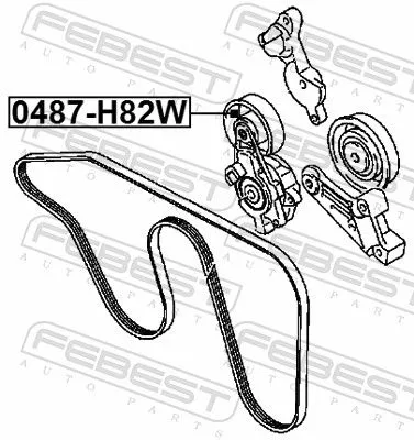 FEBEST Tensioner Pulley, V-ribbed belt (0487-H82W)