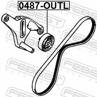 FEBEST Tensioner Pulley, V-ribbed belt (0487-OUTL)